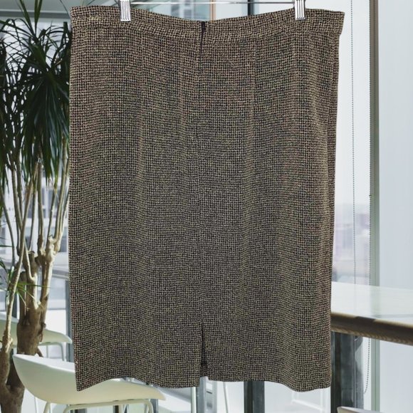 Vintage 90s Tweed Pencil Skirt 12 Black Tan - Picture 6 of 6